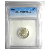 1963 Dime ICG PR69 DCAM LISTS $150