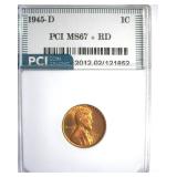 1945-D Cent MS67+ RD LISTS $650