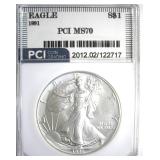 1991 Silver Eagle MS70 LISTS $1550