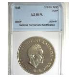 1965 5 Shillings NNC MS69 PL Zambia