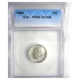 1964 Dime ICG PR69 DCAM LISTS $125