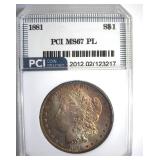 1881 Morgan MS67 PL LISTS $5250 IN 66 PL