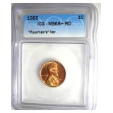 1955 Cent ICG MS67 RD Poorman's Var