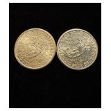 1952 Cuba 10 Centavos 50th Anniv Silver BU 2pcs