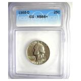1955-D Quarter ICG MS66+ LISTS $1300