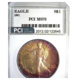 1991 Silver Eagle MS70 LISTS $1550