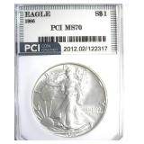 1986 Silver Eagle MS70 LISTS $1000