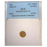 1859 Cal Gilt Token NNC MS66 Indian-Bear