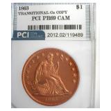 1863 Dollar PCI PR69 CAM Transitional Cu Copy