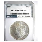 1887 Morgan MS67 DMPL LISTS $7750 IN 66+ DMPL