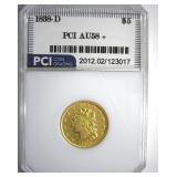 1838-D Gold $5 AU58+ LISTS $55000