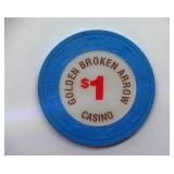 $1 Casino Poker Chip Golden Broken Arrow Casino