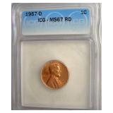 1957-D Cent ICG MS67 RD LISTS $400