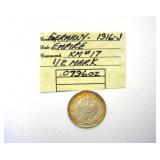 1875-A 1916-J 1/2 Mark 50 Pfennig German Empire