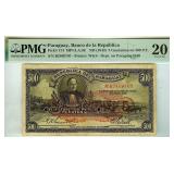 ND(1943) 5 Guaranies On 500 P.F. PMG VF20 Paraguay