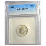1960 Dime ICG MS67+
