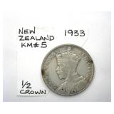 1933 1/2 Crown New Zealand KM 5