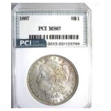 1887 Morgan MS67 LISTS $1700