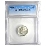 1964 Dime ICG PR69 DCAM LISTS $125