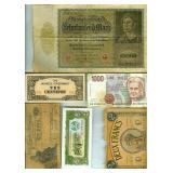 10 Vintage Bank Notes Germany Italy Japan France