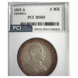 1913-A 5 Mark PCI MS63 Prussia Germany