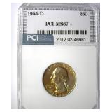 1955-D Quarter PCI MS67+ Soft Golden Toning