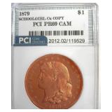 1879 Dollar PCI PR69 CAM Schoolgirl Cu Copy