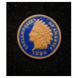 1895 Indian Cent UNC Blue Obv Whte Rev