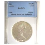 1965 Pointed 5 Dollar NNC MS69 PL Canada