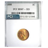 1936 Cent MS67+ RD LISTS $1650