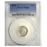 1962 Dime PCGS MS66