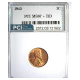 1945 Cent MS67+ RD LISTS $6250