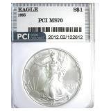 1995 Silver Eagle MS70 LISTS $1550