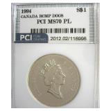1994 S$1 Dog Sled PCI MS70 PL Canada