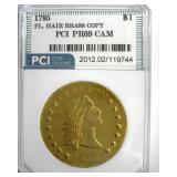 1795 Dollar PCI PR69 CAM Flowing Hair Brass Copy