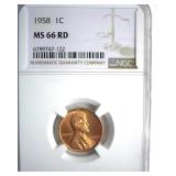 1958 Cent NGC MS66 RD