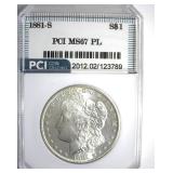 1881-S Morgan MS67 PL LISTS $2250