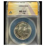 1959-D Franklin ANACS MS65 FBL Looks 66
