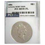 1994 S$1 Dog Sled PCI MS70 PL Canada