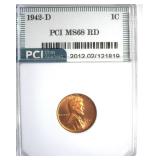 1942-D Cent MS68 RD LISTS $8000