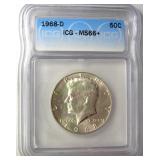 1968-D Kennedy ICG MS66+ LISTS $150