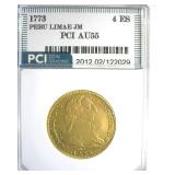 1773 Limae JM Gold 4 ES PCI AU55 Peru