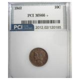 1942 Dime PCI MS66+ Excellent Toning