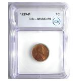 1925-D Cent ICG MS66 RD LISTS $93000