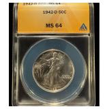 1942-D Walking Liberty ANACS MS64 Looks 65+