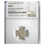 1916-S 25 Pennia NGC MS65 Budanitsky Collection