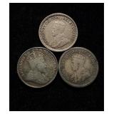 Early 1900s Canada 5 Cents Group of 3