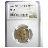 1960 TB Rev Quarter NGC MS64