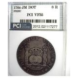 1764-JM DOT 8 Reales PCI VF35 Peru Pillar Dollar