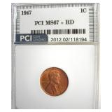 1947 Cent MS67+ RD LISTS $22000